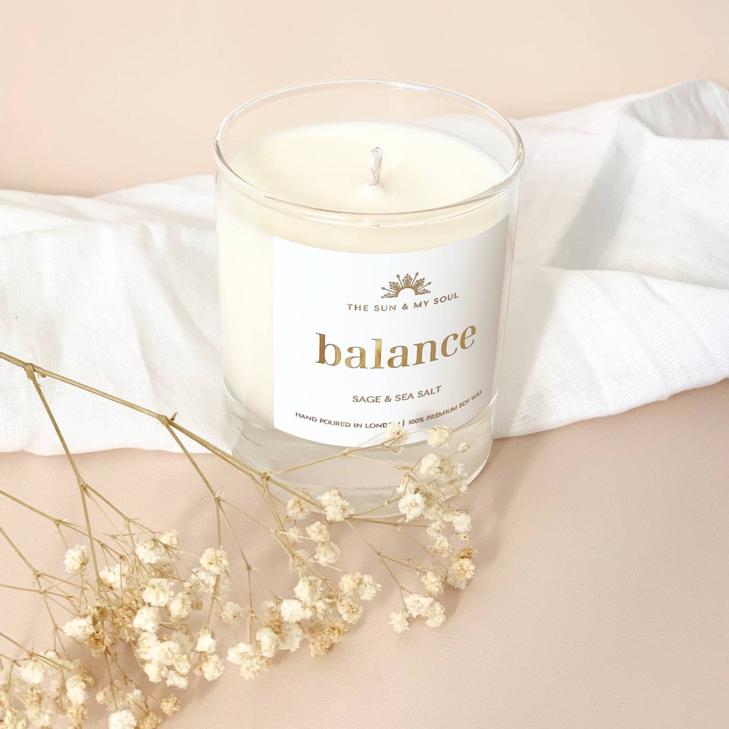 The Sun & My Soul Balance Sage Sea Salt Scented Soy Wax Candle in Gift Box