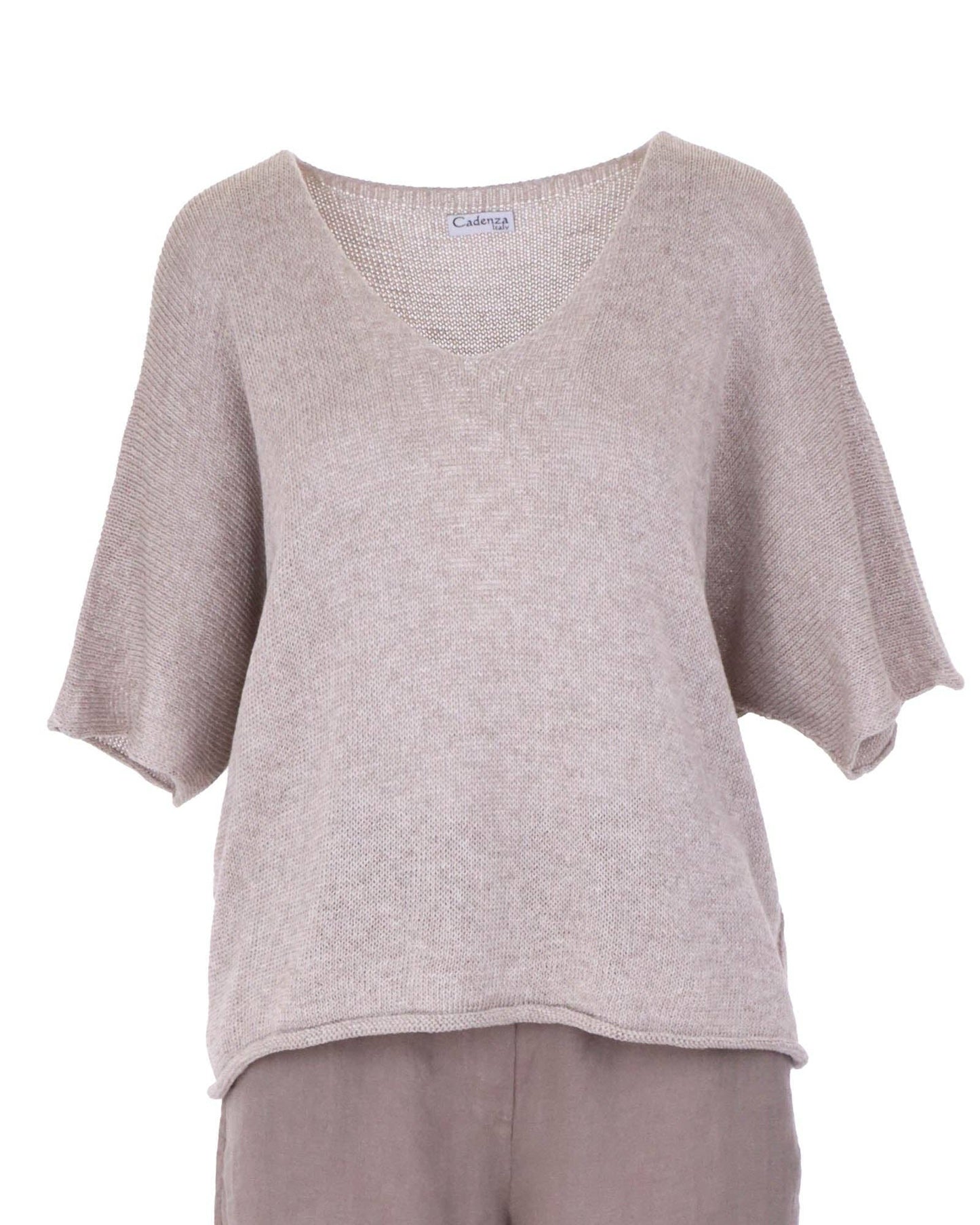 Cadenza Italy Ltd - Cotton Blend V Neck Tunic Top