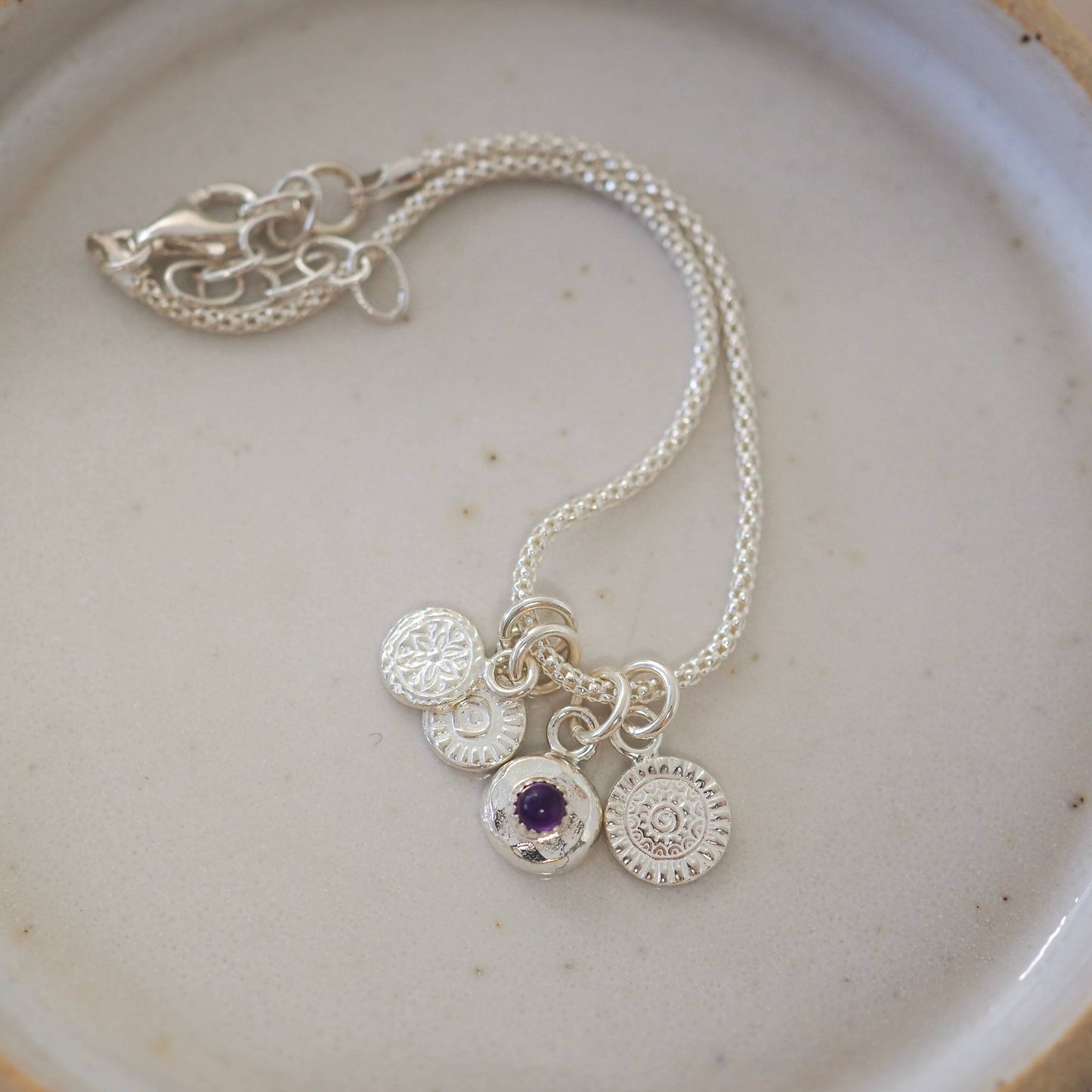 Lucy Kemp - Sterling Silver Talisman Gemstone Cluster Bracelet