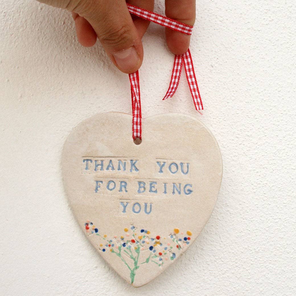 Thank You For Being You Ceramic Hanging Heart - Personalised Unique Friendship Gift
