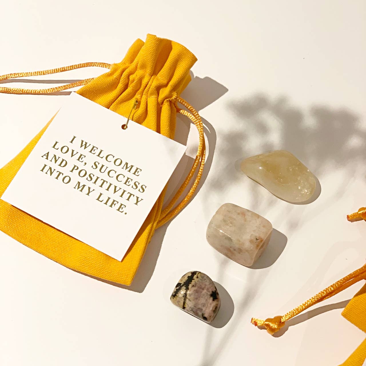 The Sun & My Soul Positive Crystal Kit - Set of 3 Citrine, Sunstone, Rhodonite