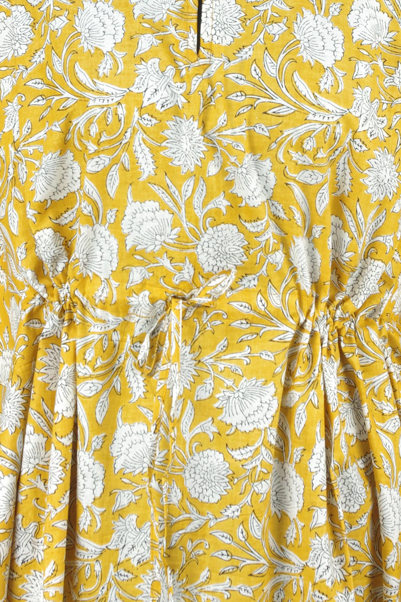 Kantha Decor - Block Printed Cotton Long Kaftans - Yellow Floral