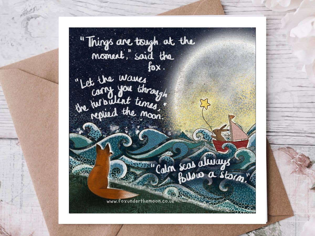'Waves' - Greeting Card by Fox Under The Moon