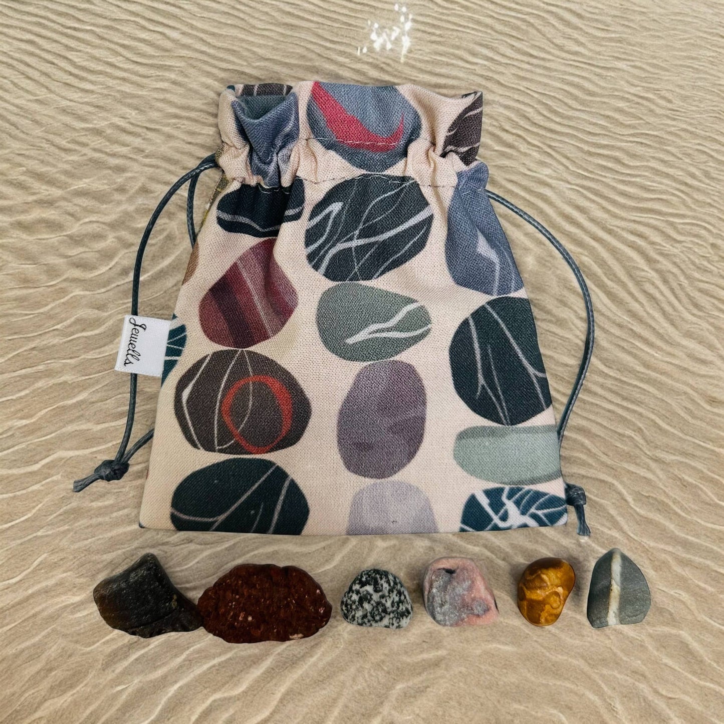 Jewells - Pebble fabric beach collecting pouch bag
