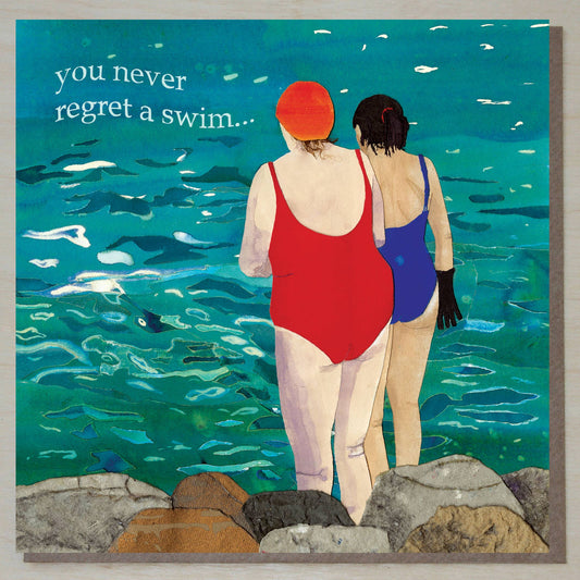 Windsock Press - Sea Swimming/Wild Swimming Card (on the rocks)