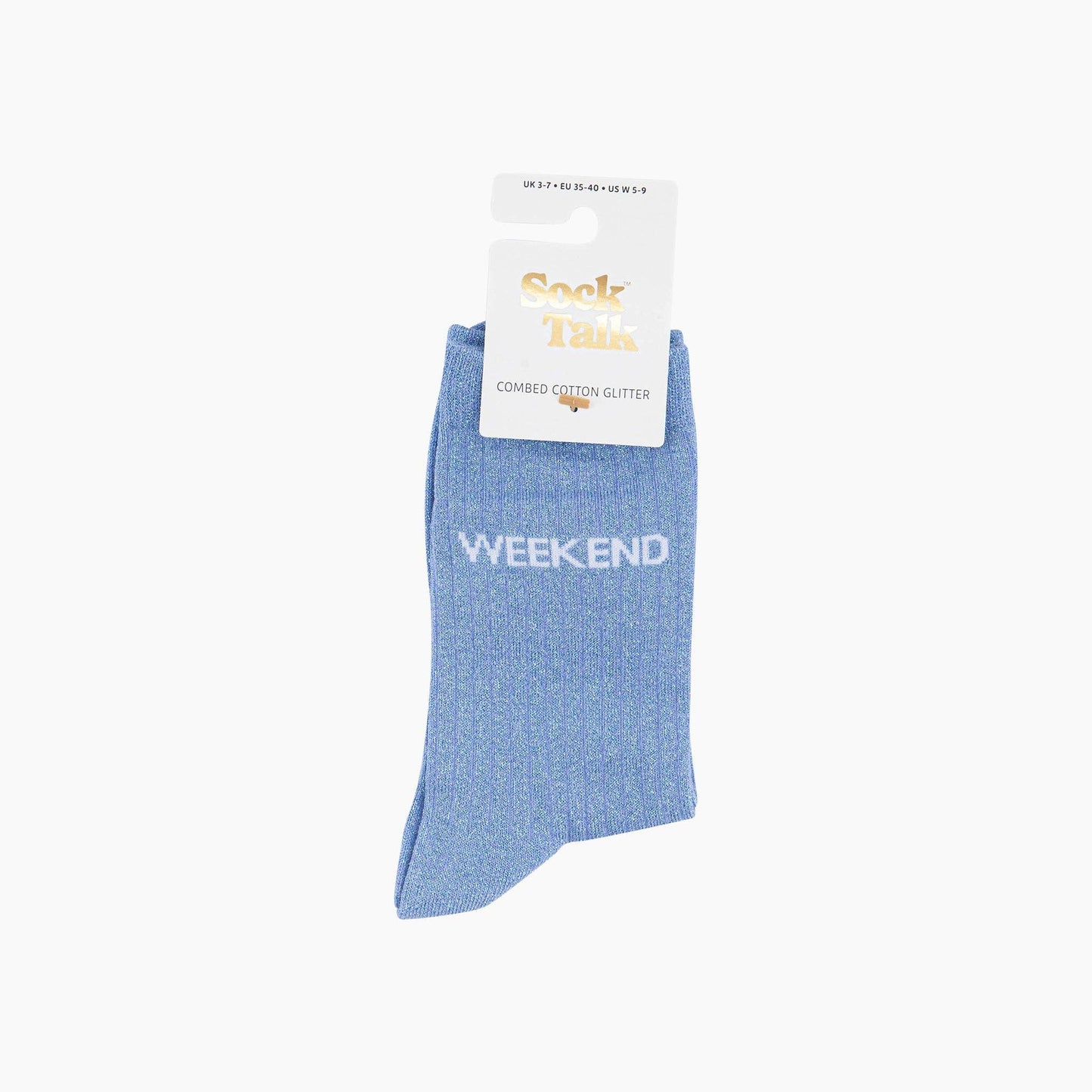 Weekend Combed Cotton Glitter Socks in Light Blue