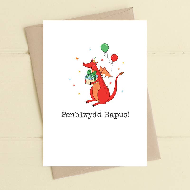 Penblwydd Hapus (Happy Birthday) Dragon WELSH Card