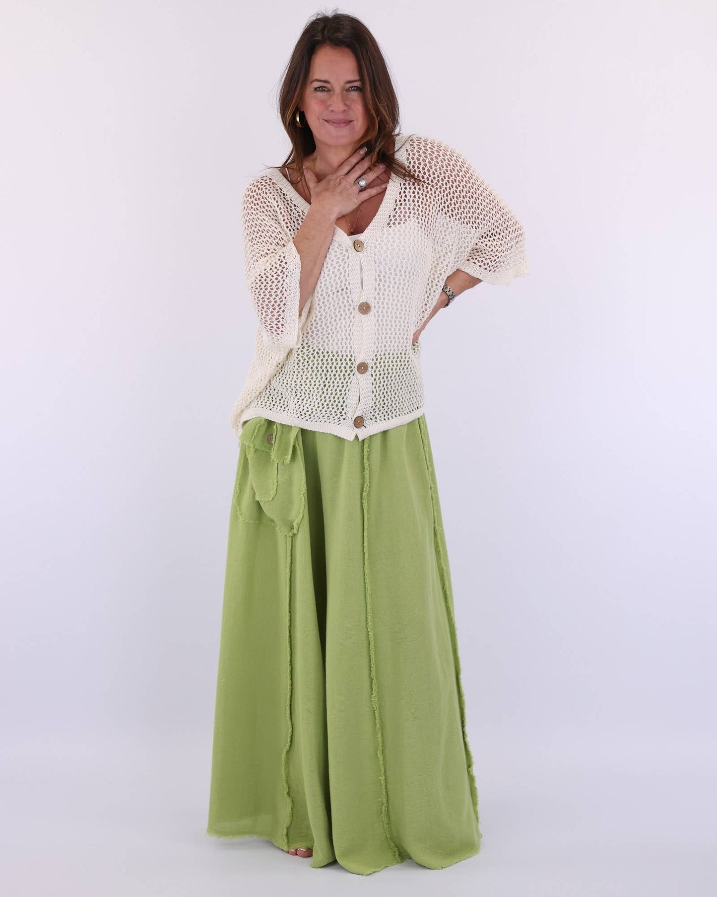 Cadenza Italy Ltd - Linen and Cotton Blend Distressed Trousers