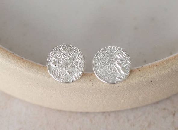 Lucy Kemp Jewellery - Sterling Silver Textured Circle Studs