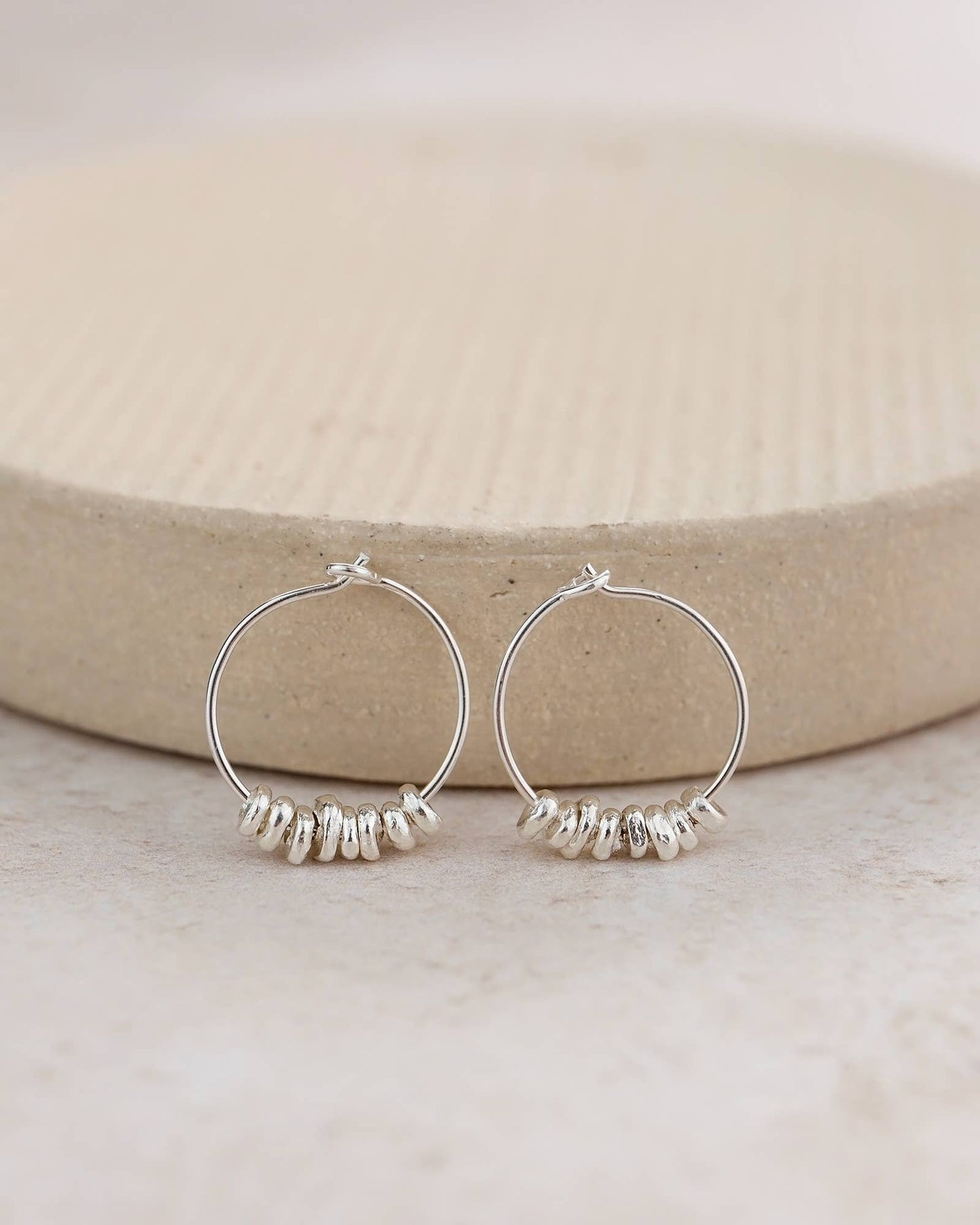 Lucy Kemp Jewellery - Sterling Silver Nugget Hoops