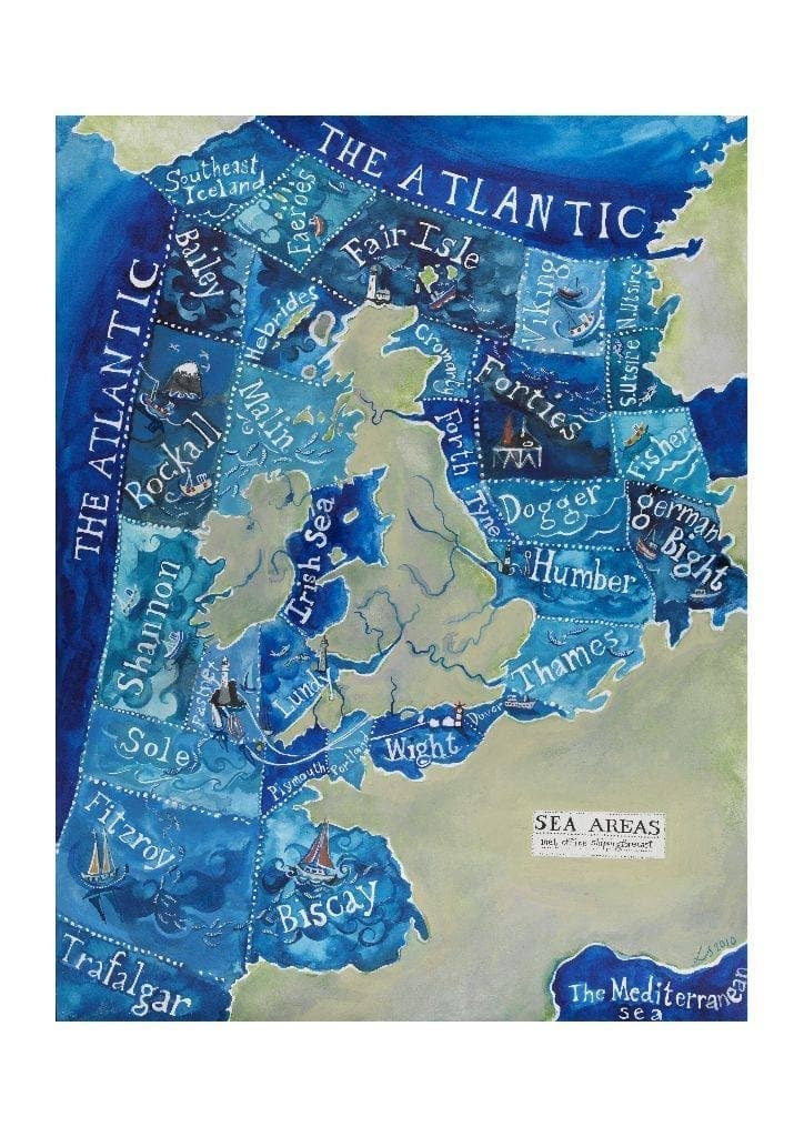 Driftwood Designs - Sea Areas Map Large Greetings Card