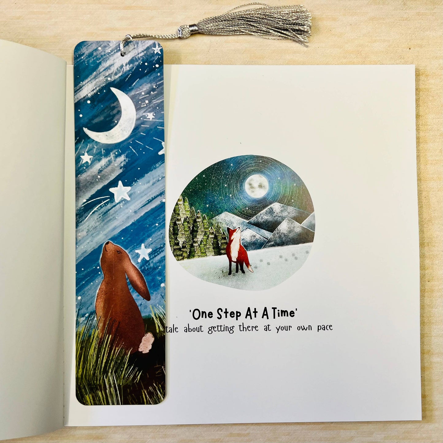Fox Under The Moon - Rabbit Bookmark - One Step At A Time