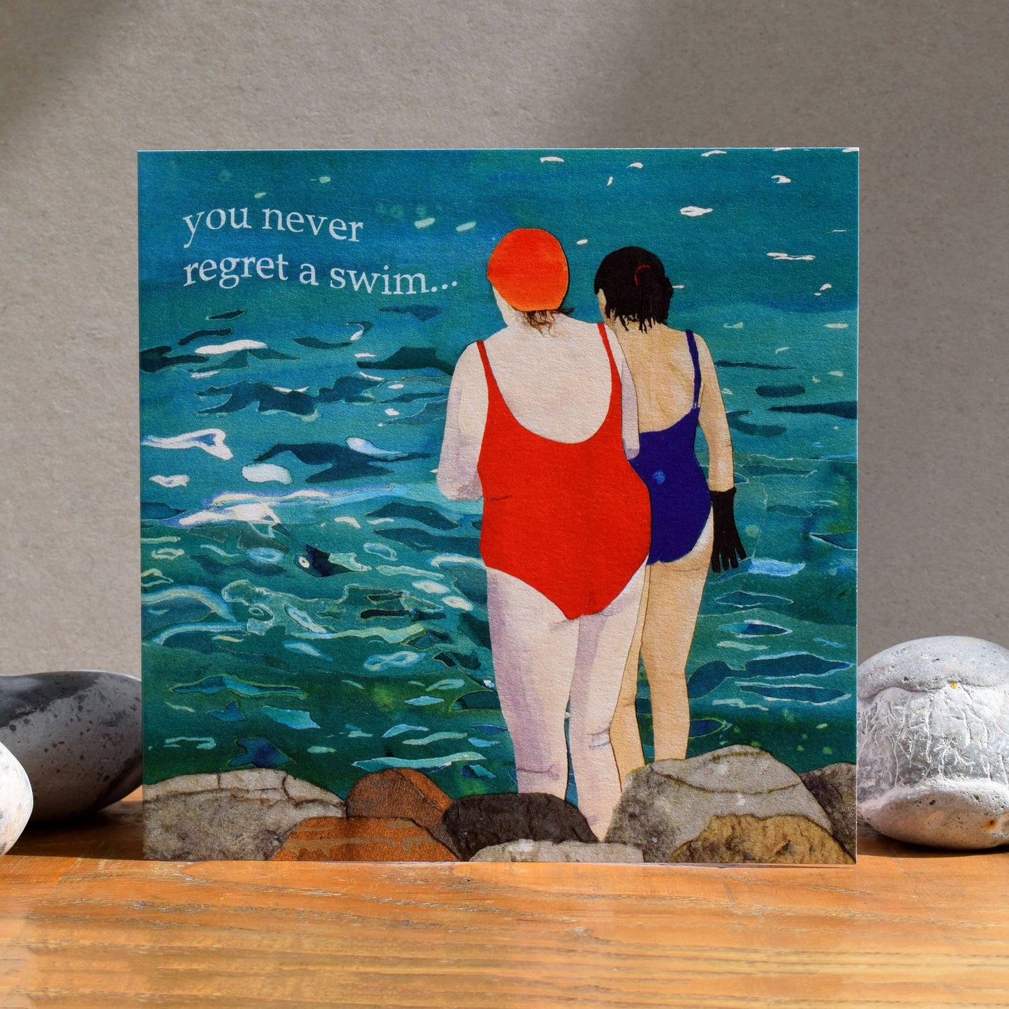 Windsock Press - Sea Swimming/Wild Swimming Card (on the rocks)