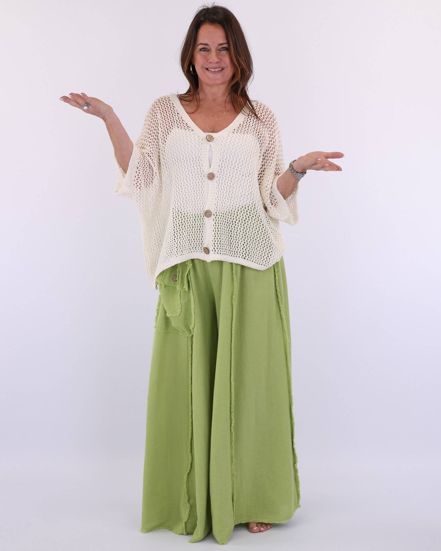 Cadenza Italy Ltd - Linen and Cotton Blend Distressed Trousers