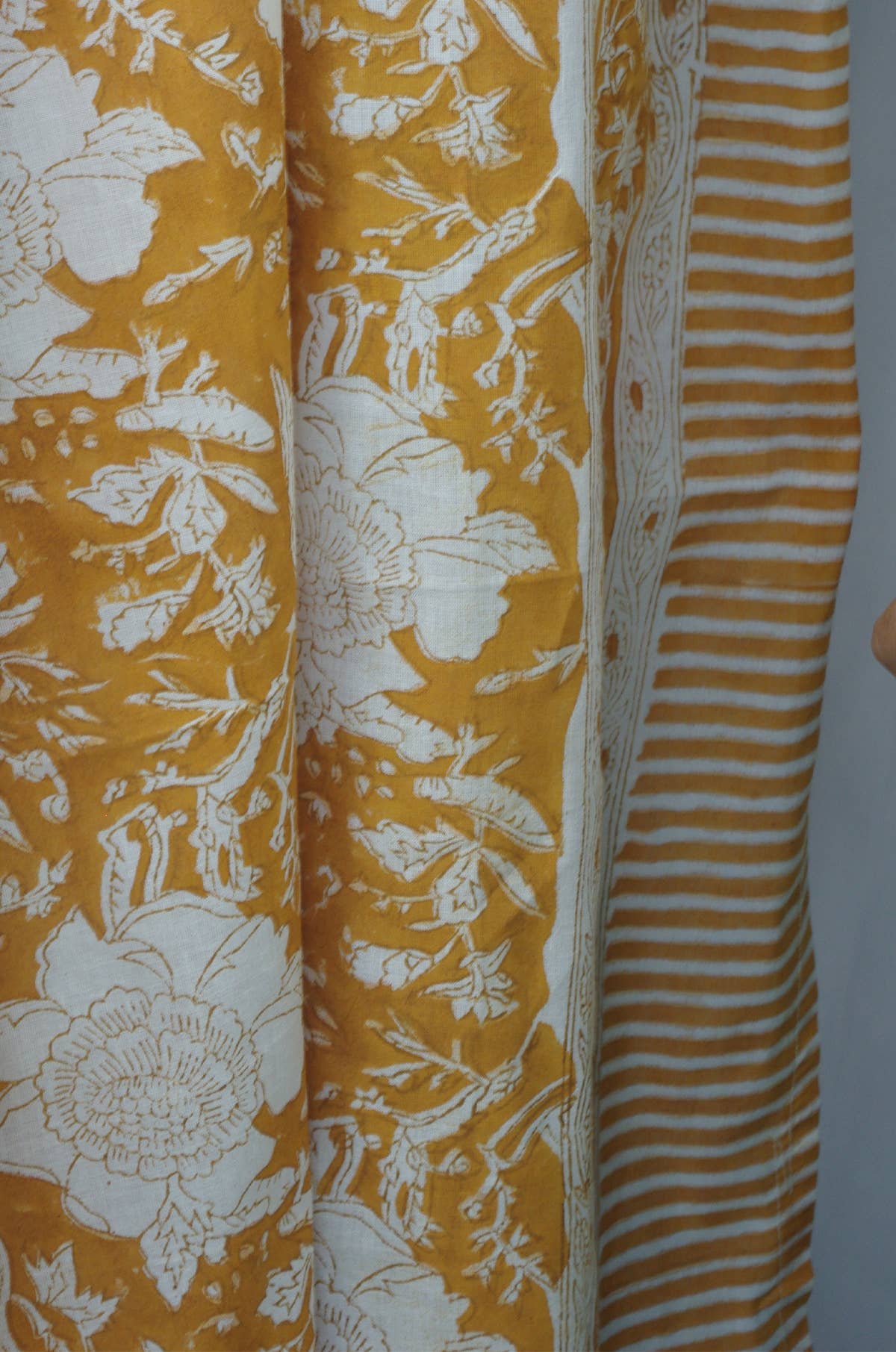 Kantha Decor Beach Coverup Sarong Pareo - Mustard Floral