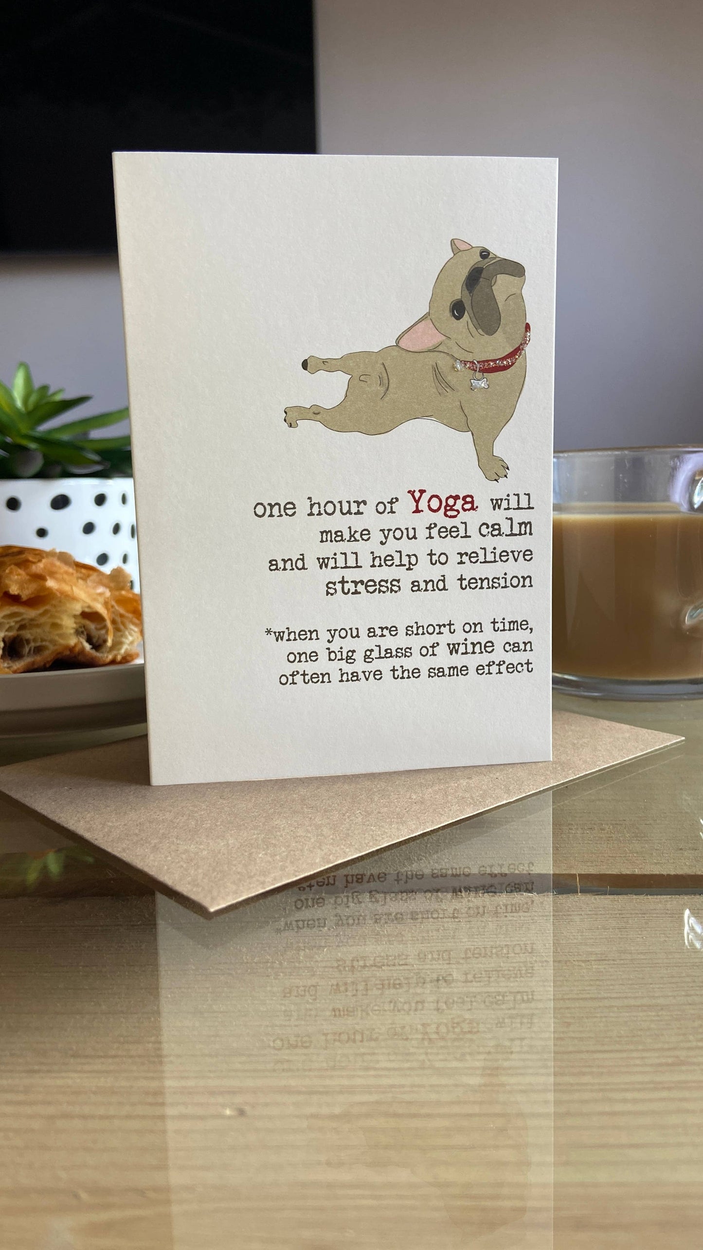 Yoga & Wine - Funny Greetings Card