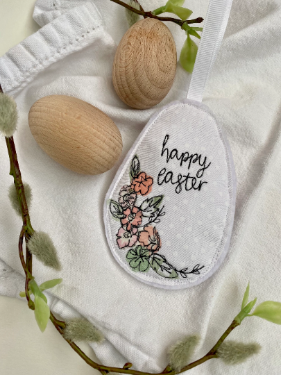 Girl Friday Embroidery - Easter Egg Hanging Decoration