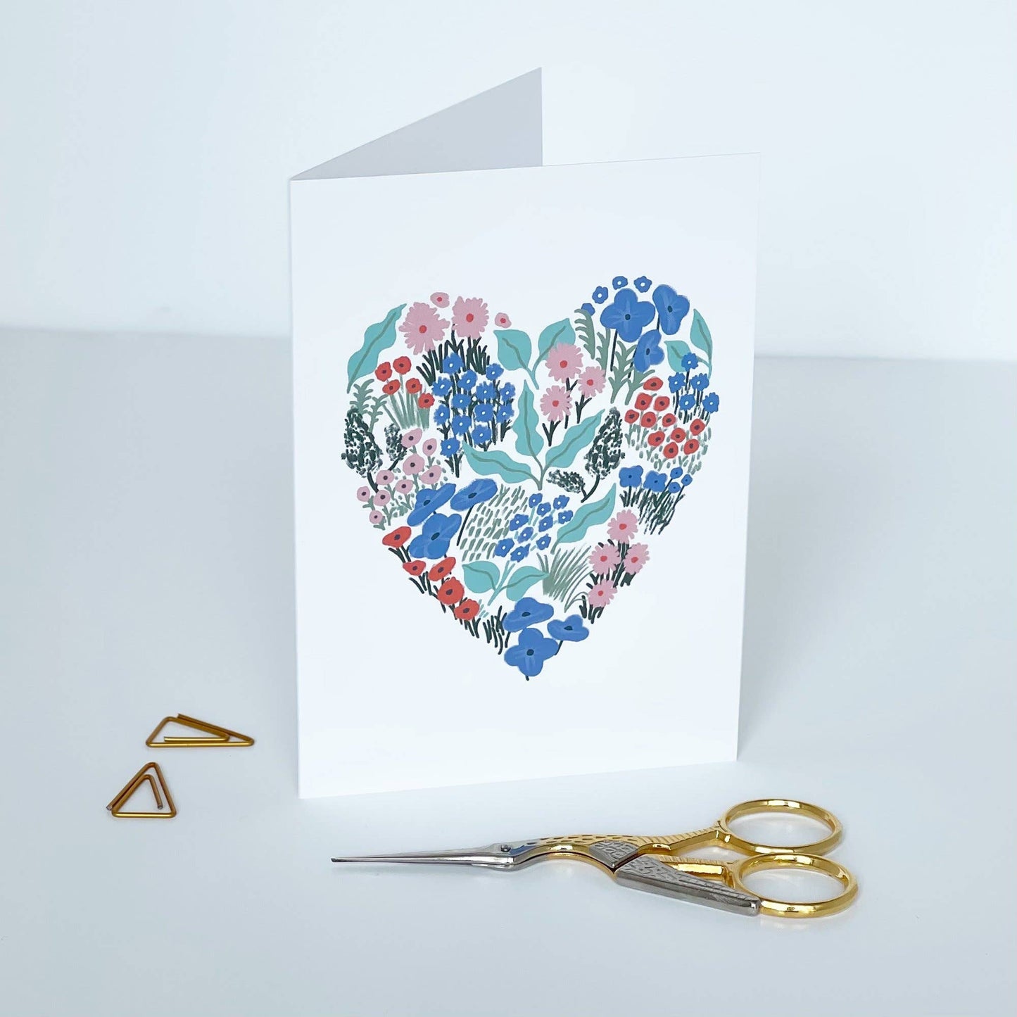 Lomond Paper Co - Blue Floral Heart Card