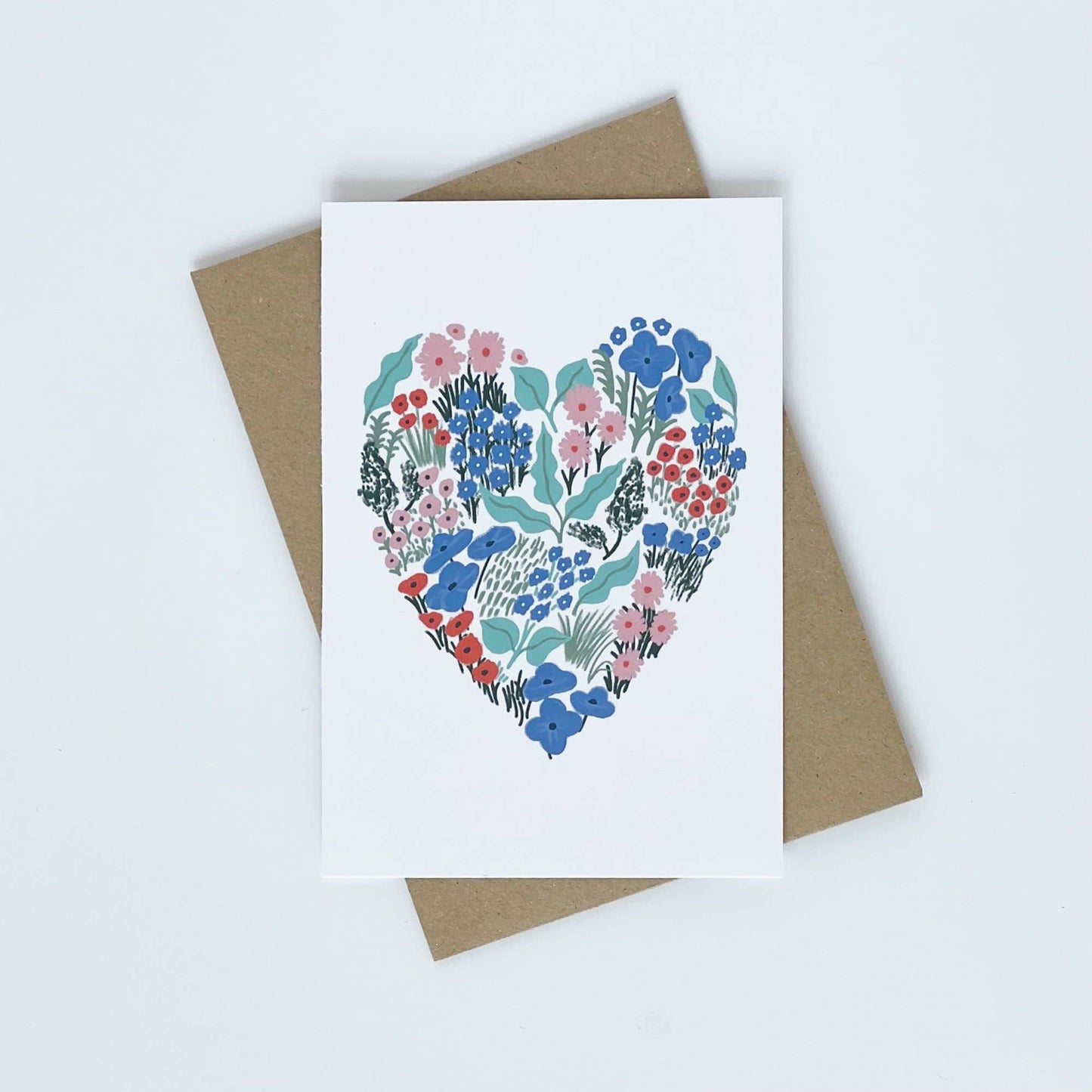 Lomond Paper Co - Blue Floral Heart Card