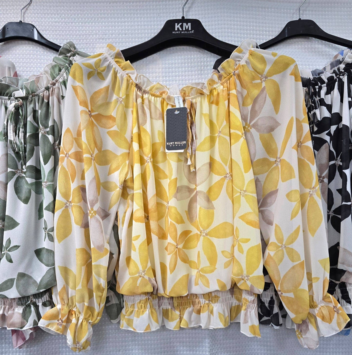 Kurt Muller - Floral Bardot Ruffle Blouse