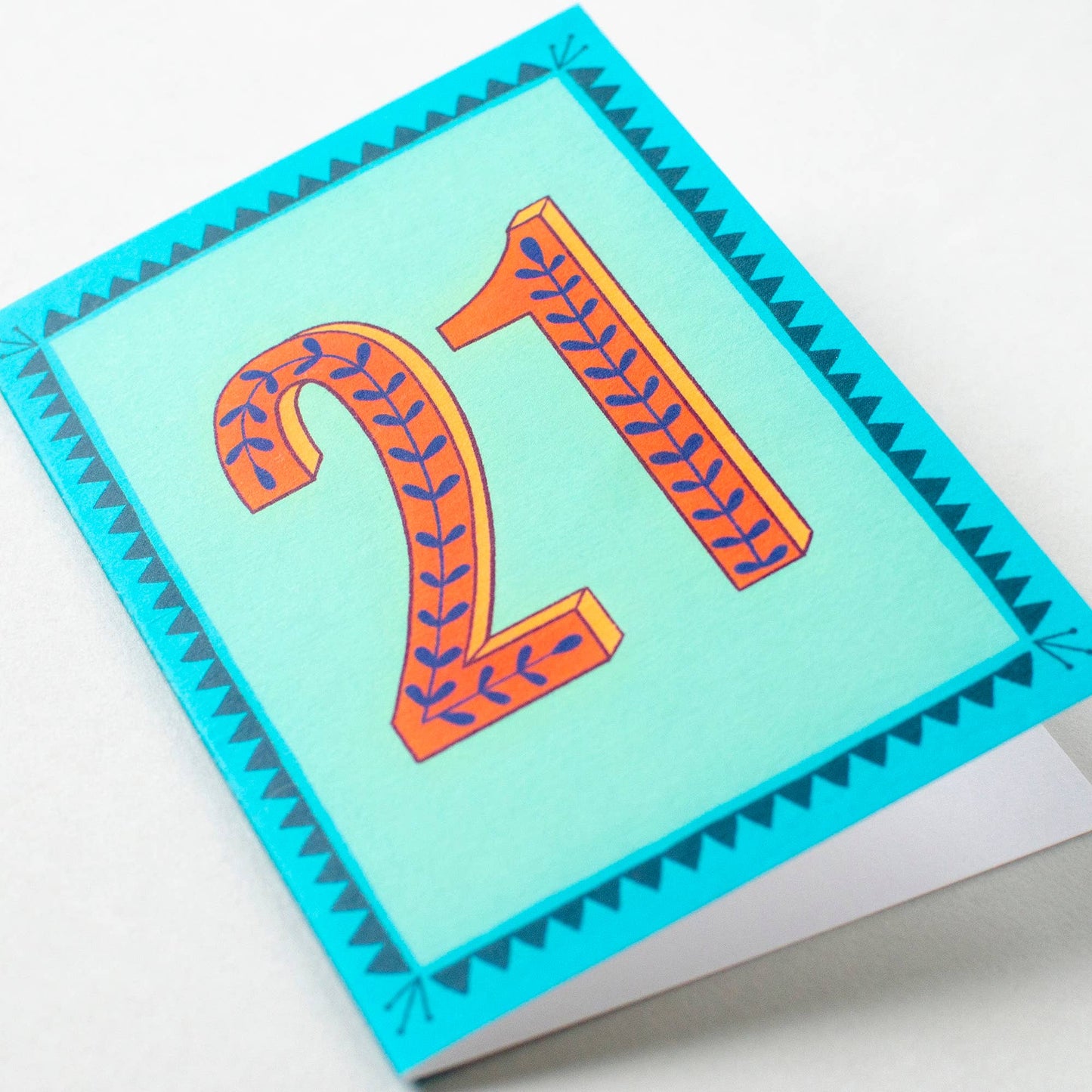 Maggiemagoo Designs Greetings Card - Happy 21st Birthday - Blue & Mint Green