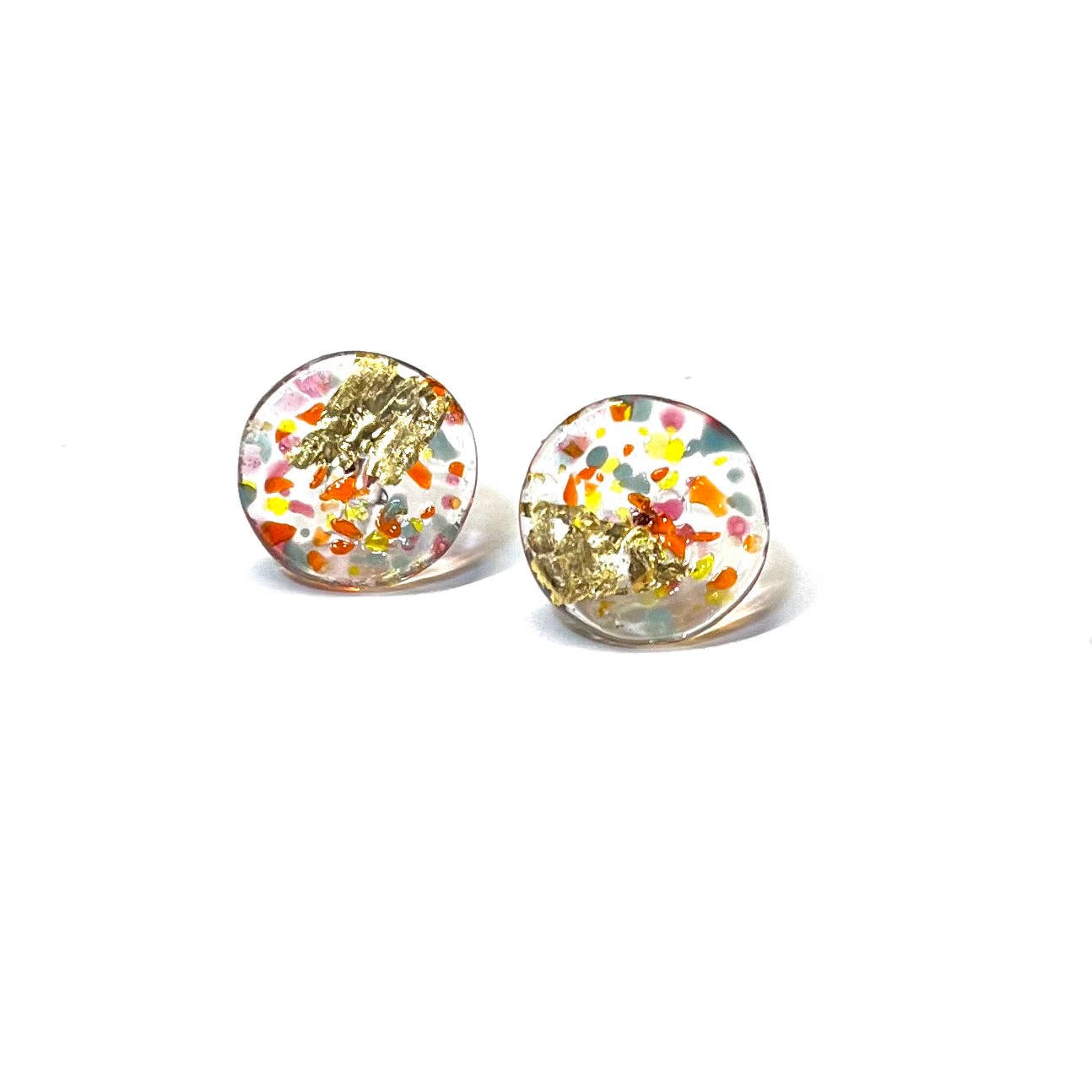 Glass and Gold Midi Stud Earrings, Rio