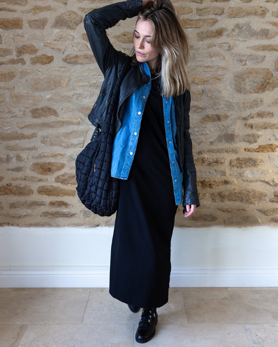 Ivy Megan Organic Cotton Black Midi Dress