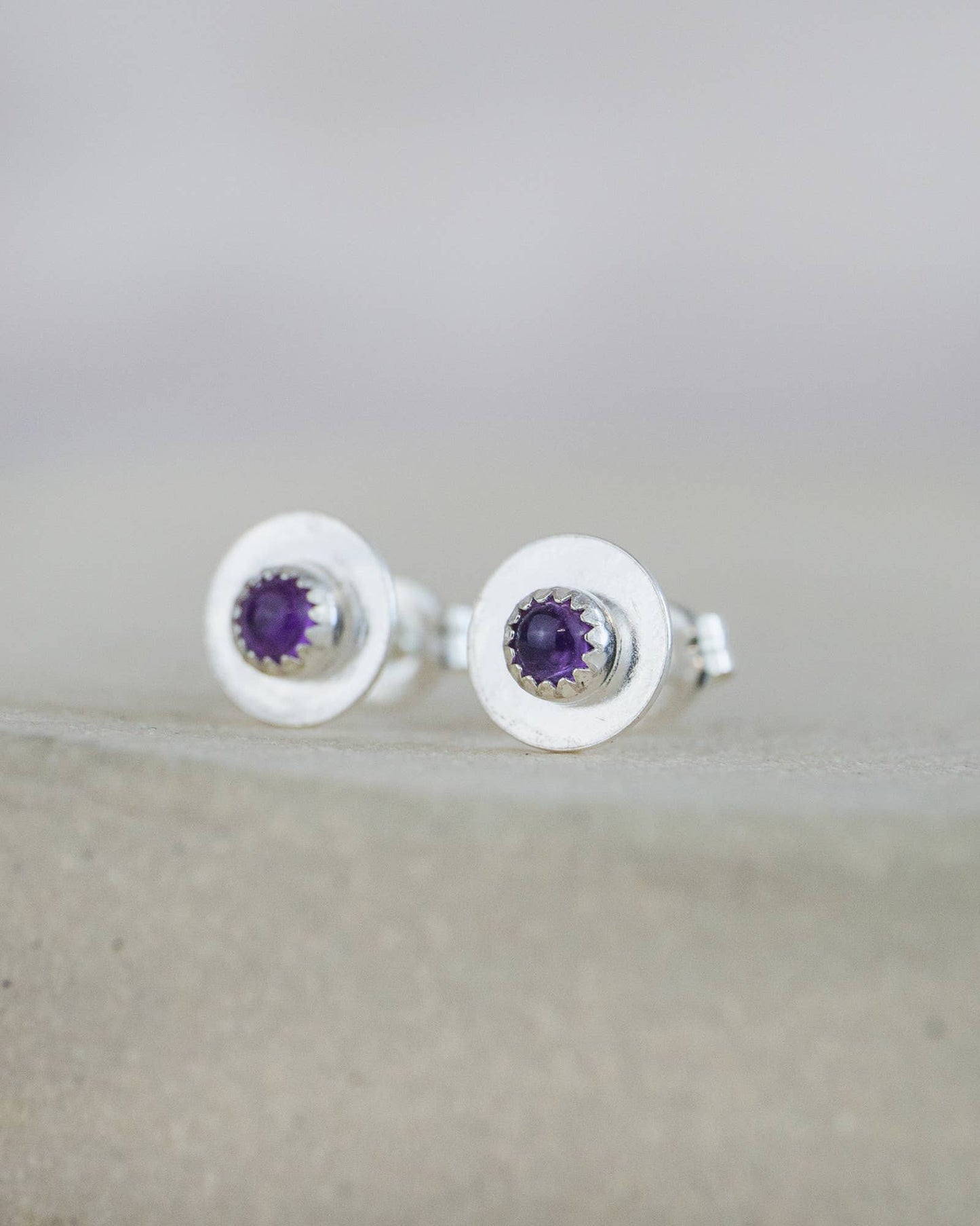 Lucy Kemp Jewellery - Sterling Silver Birthstone Disc Studs