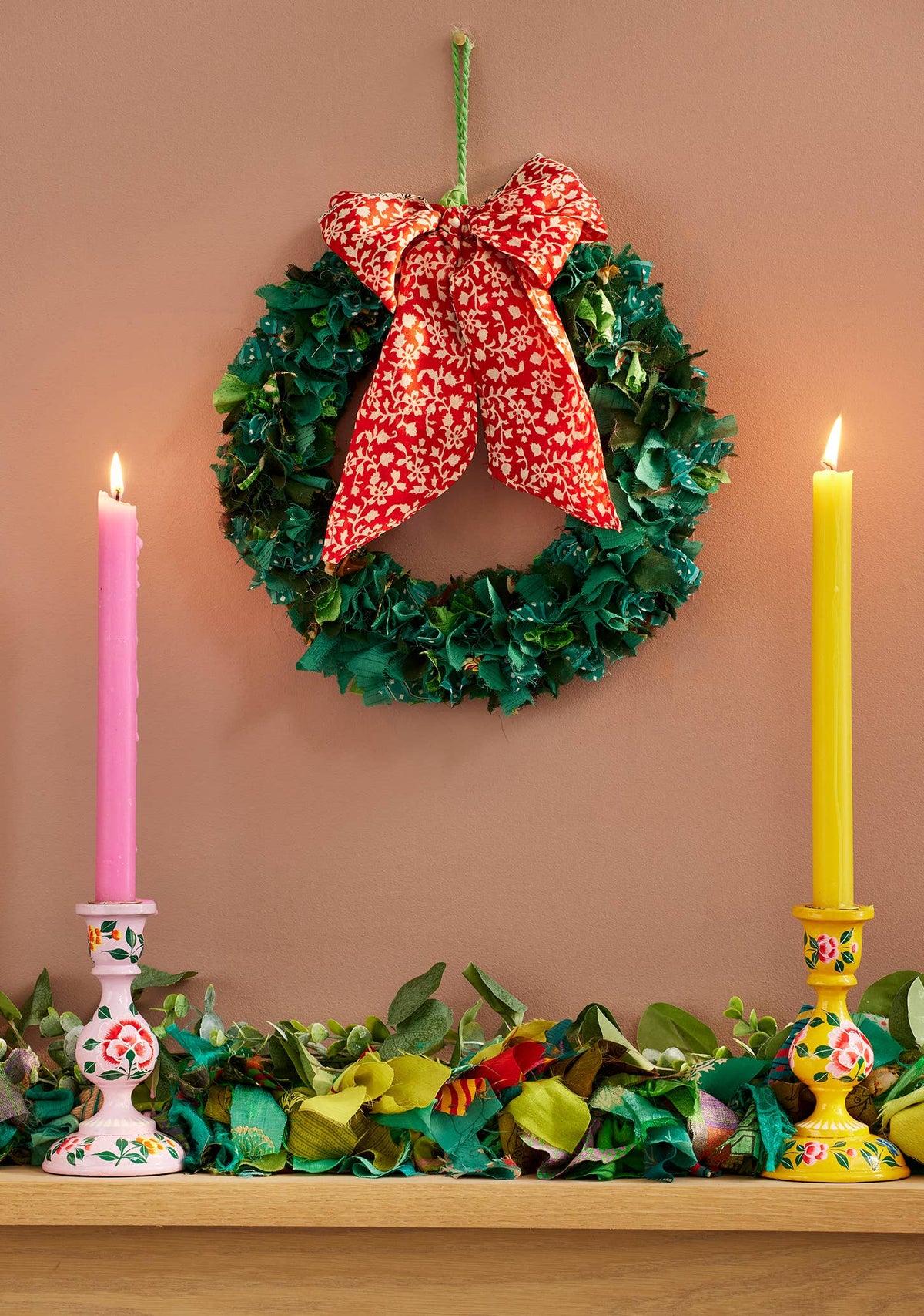 Recycled Sari Small Green Wreath