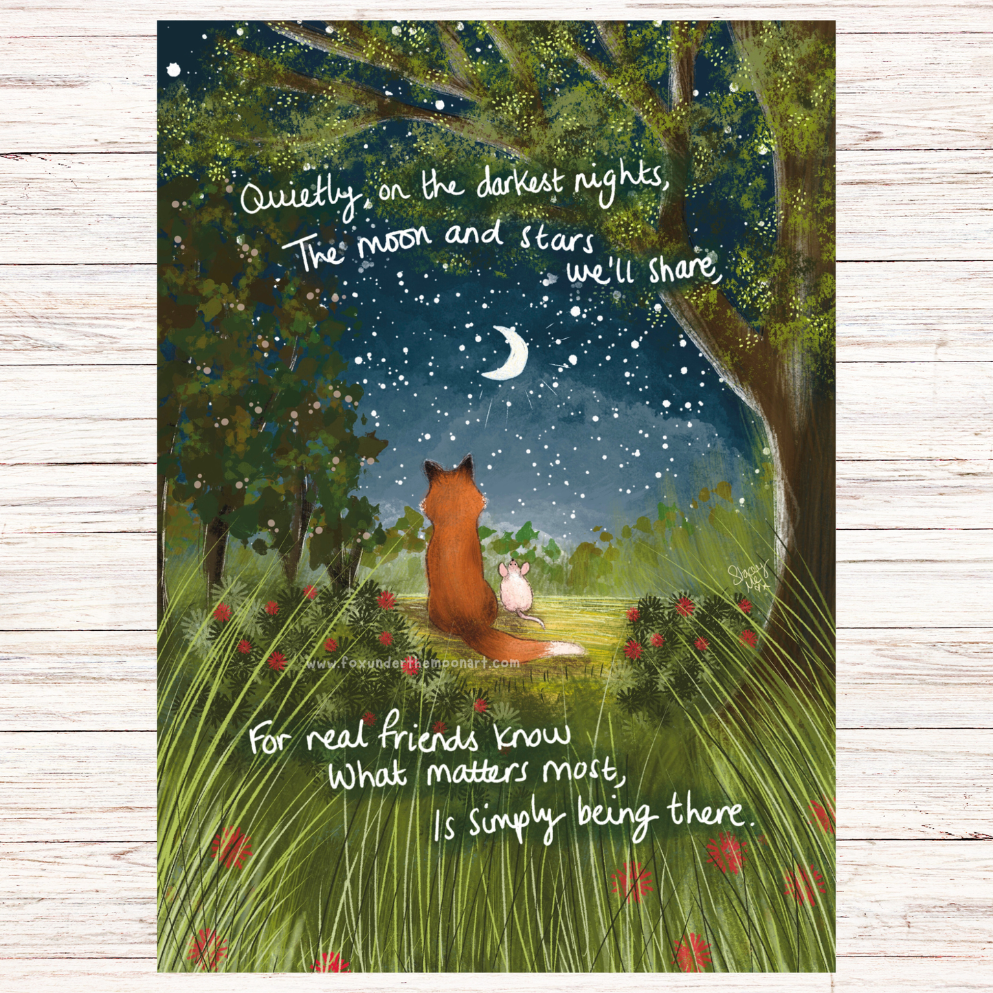 Fox Under The Moon - A4 Art Print ~ Being There