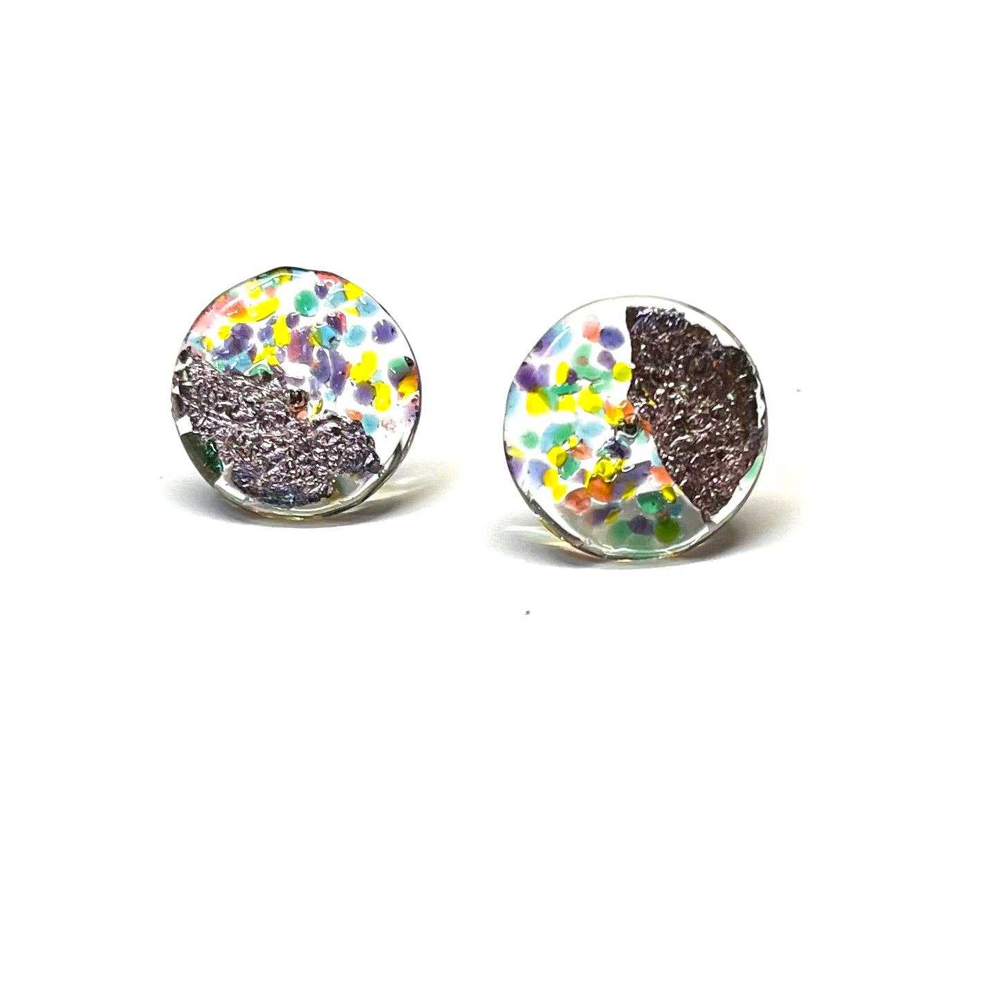 Helen Chalmers - Glass and Palladium Midi Studs, Kaleidos