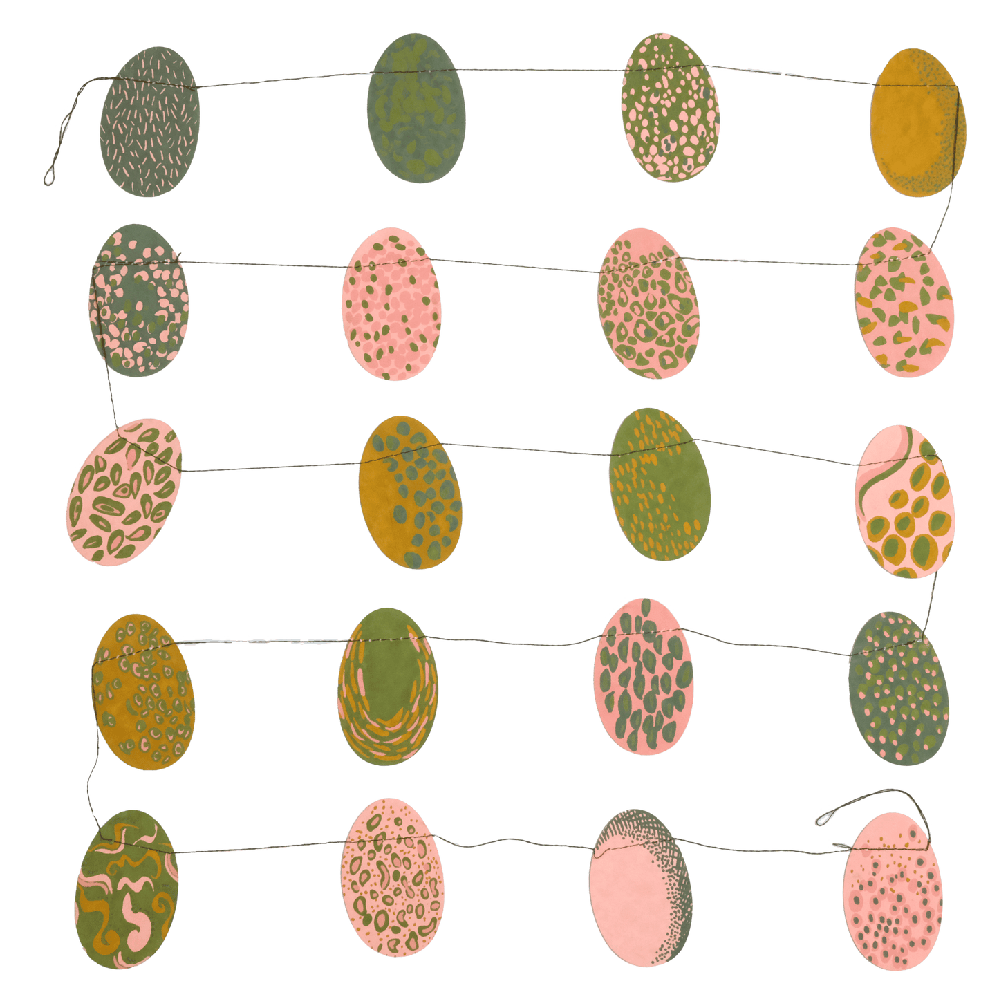 East End Press Pink Eggs Sewn Garland