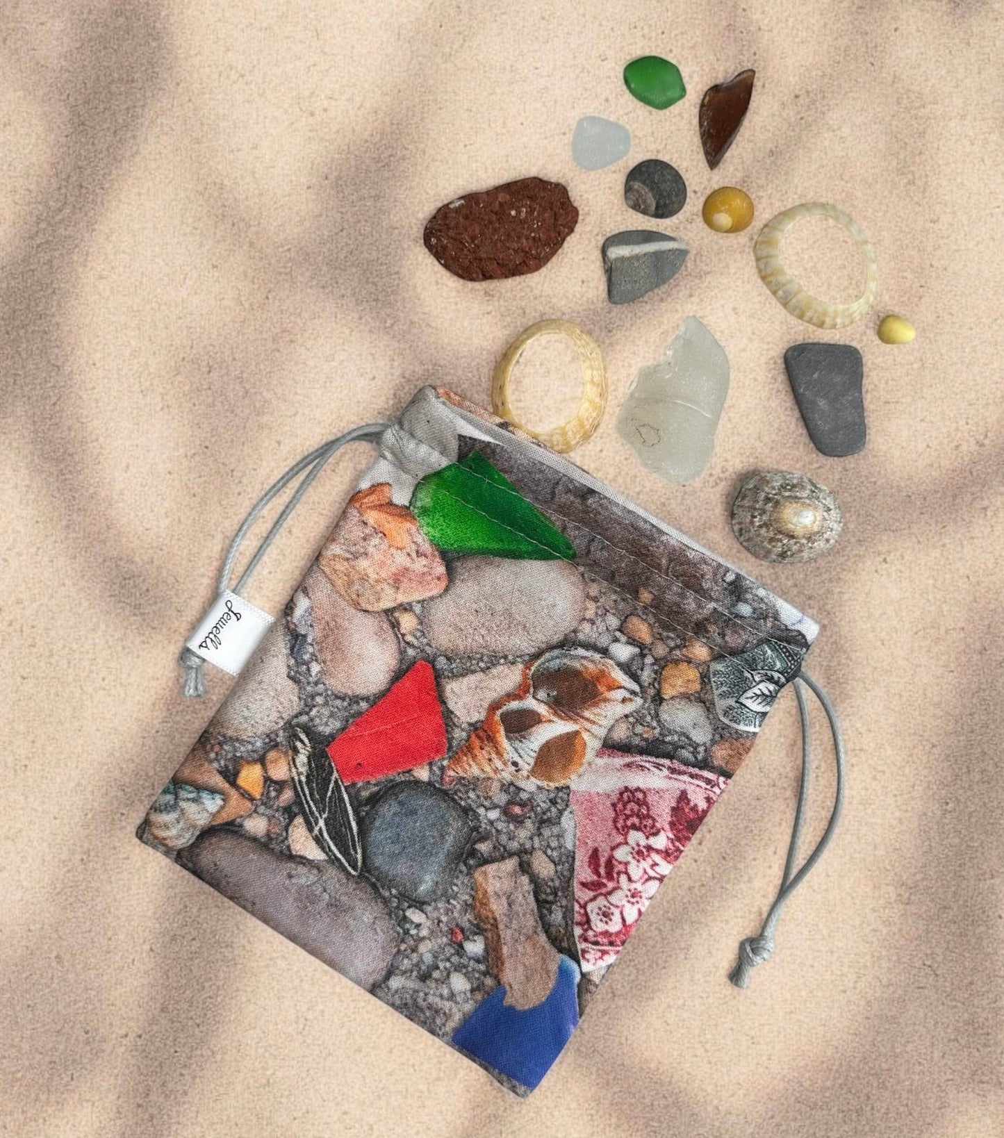 Jewells - Beach Combing fabric beach collecting pouch bag 2 designs