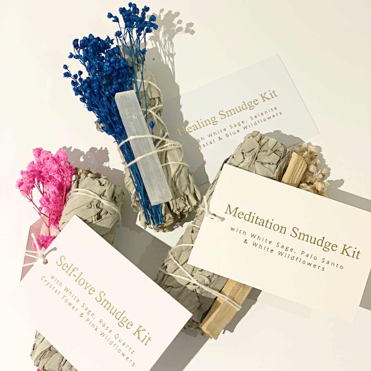 The Sun & My Soul Self-love Smudge Kit - White Sage Smudge, Rose Quartz Tower