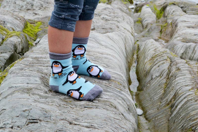 Bare Kind - Penguin Socks | Kids Bamboo Socks | Aqua Socks | Cold Socks: Single Pair / Penguins / Age 9-12yrs | UK Size Kids 12-3