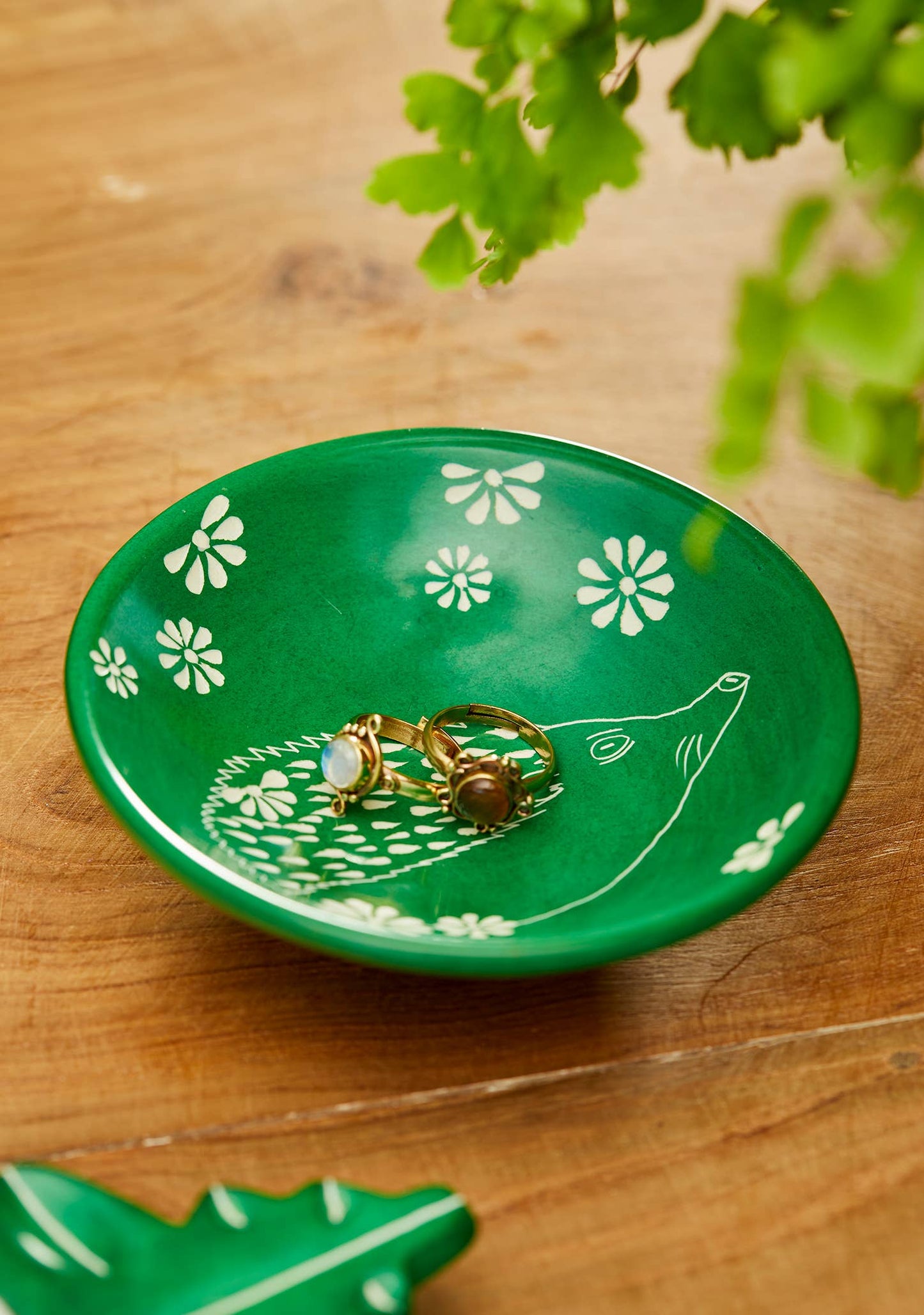 Namaste - Woodland Trinket Dish Hedgehog - Green