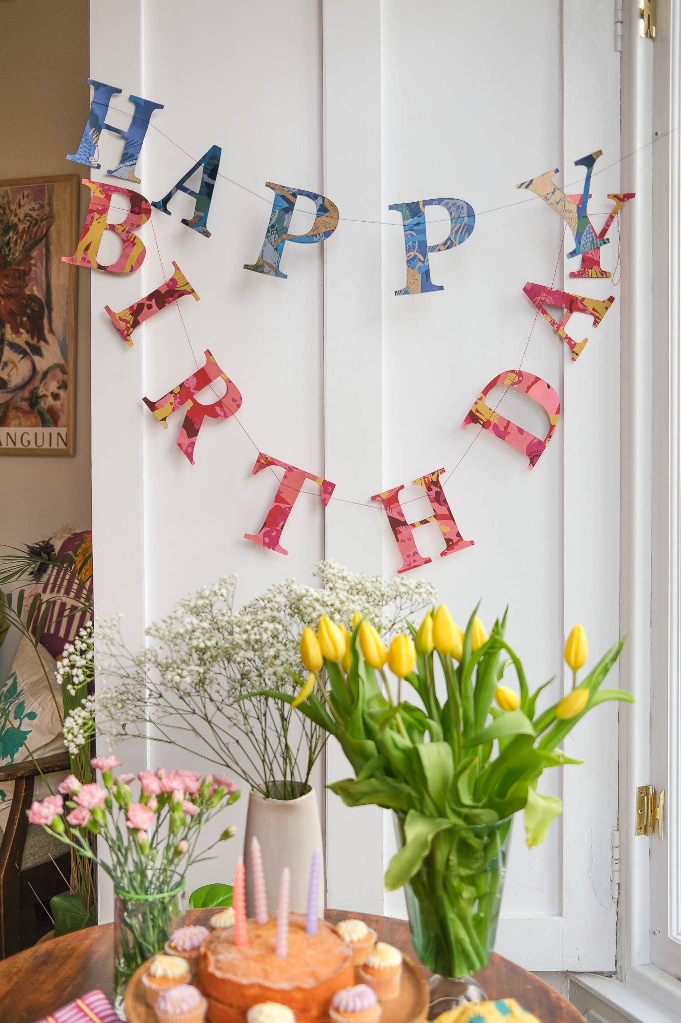 East End Press Happy Birthday - Recycled Blue Mix Sewn Garland