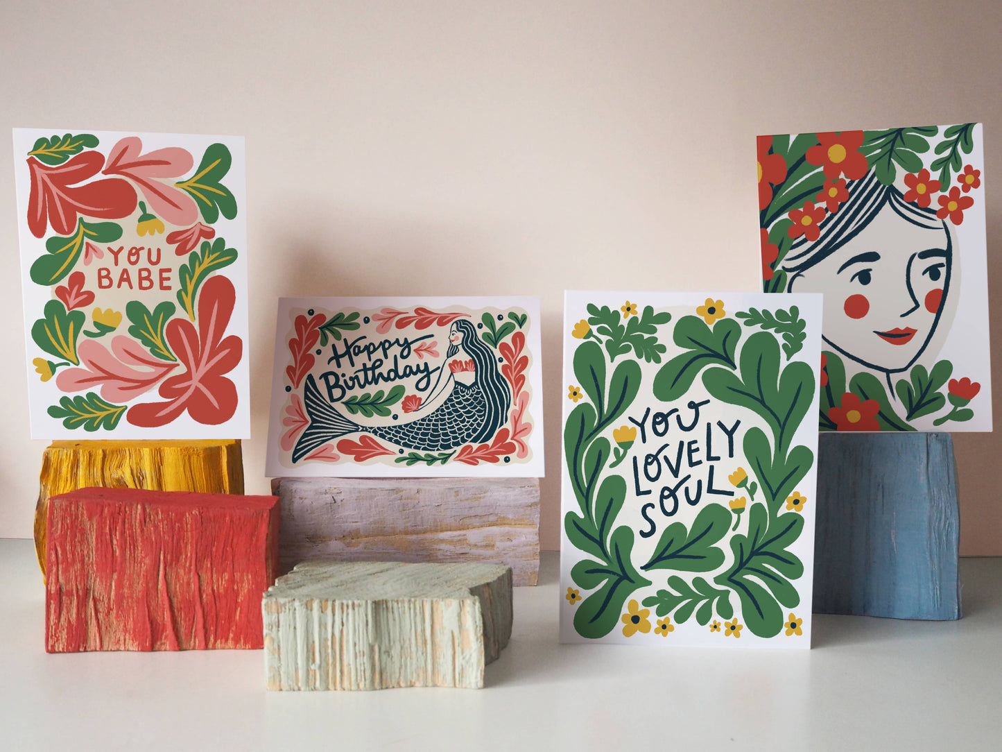 Happy Birthday Floral Mermaid Card