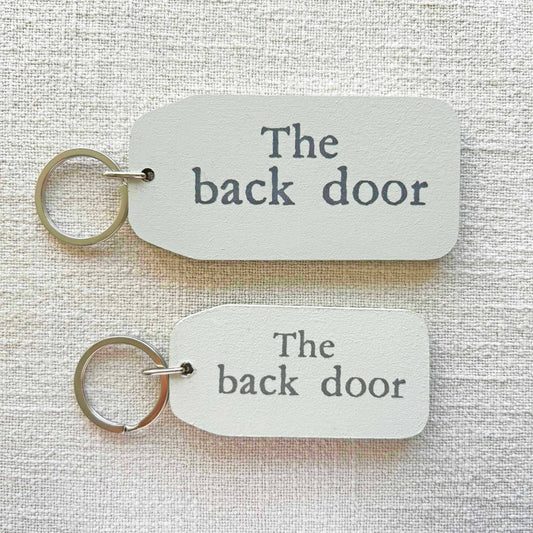 The Wooden Postcard Company - BACK DOOR Wooden Key Tag