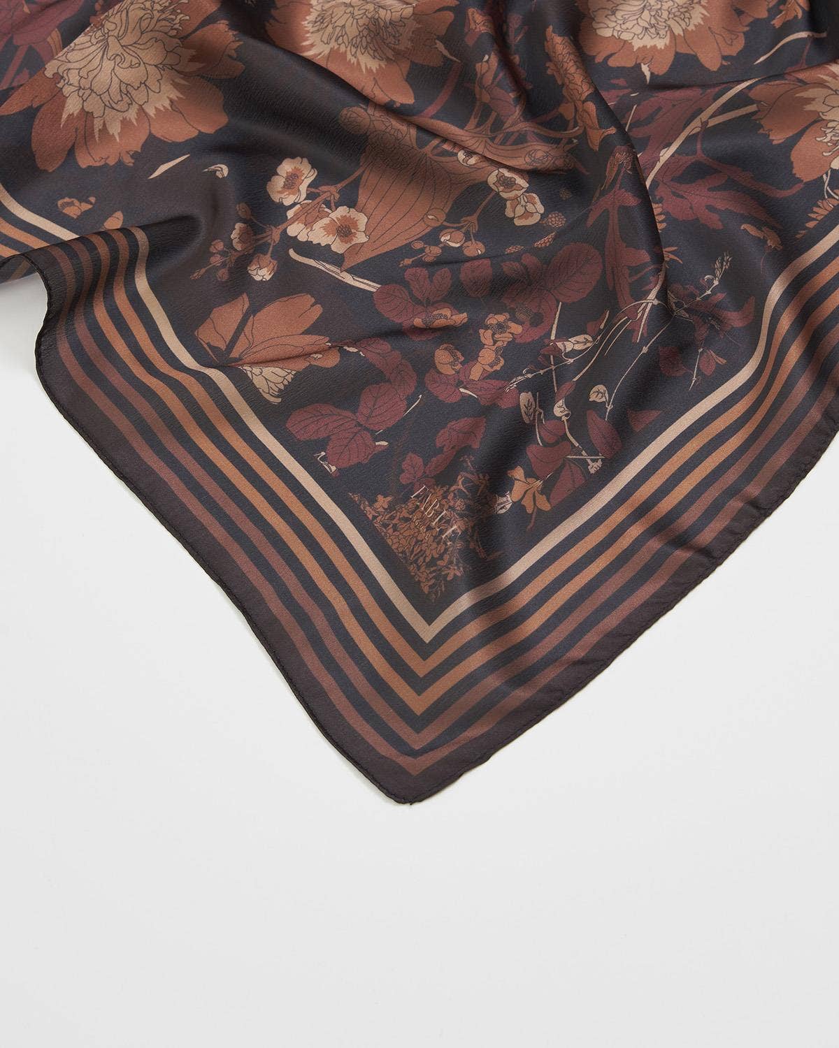 FABLE Deco Blooms Black Square Scarf