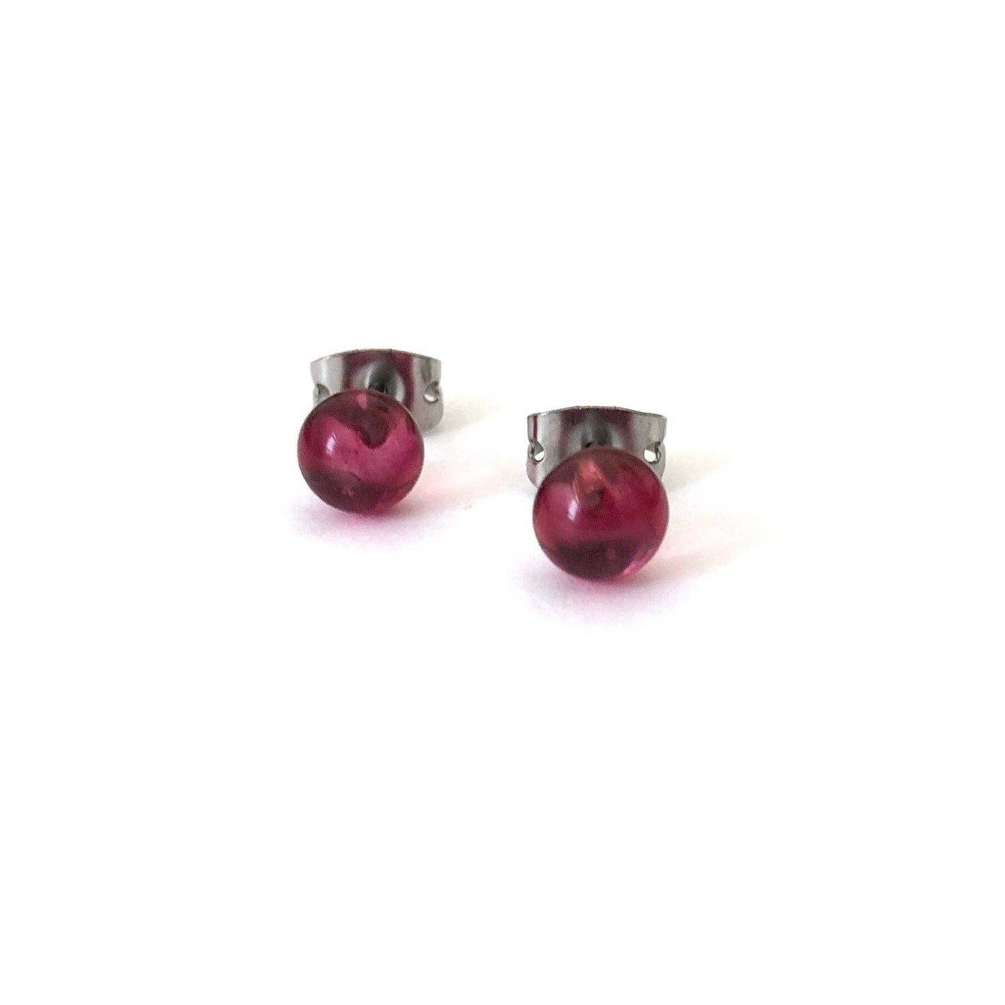 Helen Chalmers - Cranberry Handmade Glass Stud Earrings