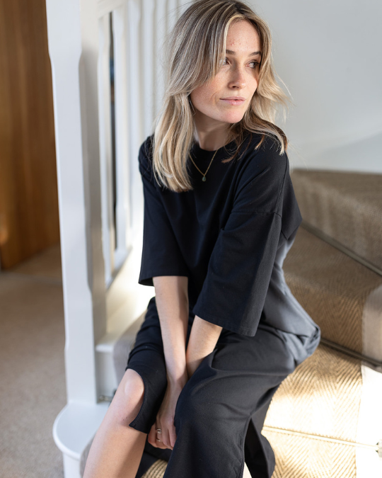 Ivy Megan Organic Cotton Black Midi Dress