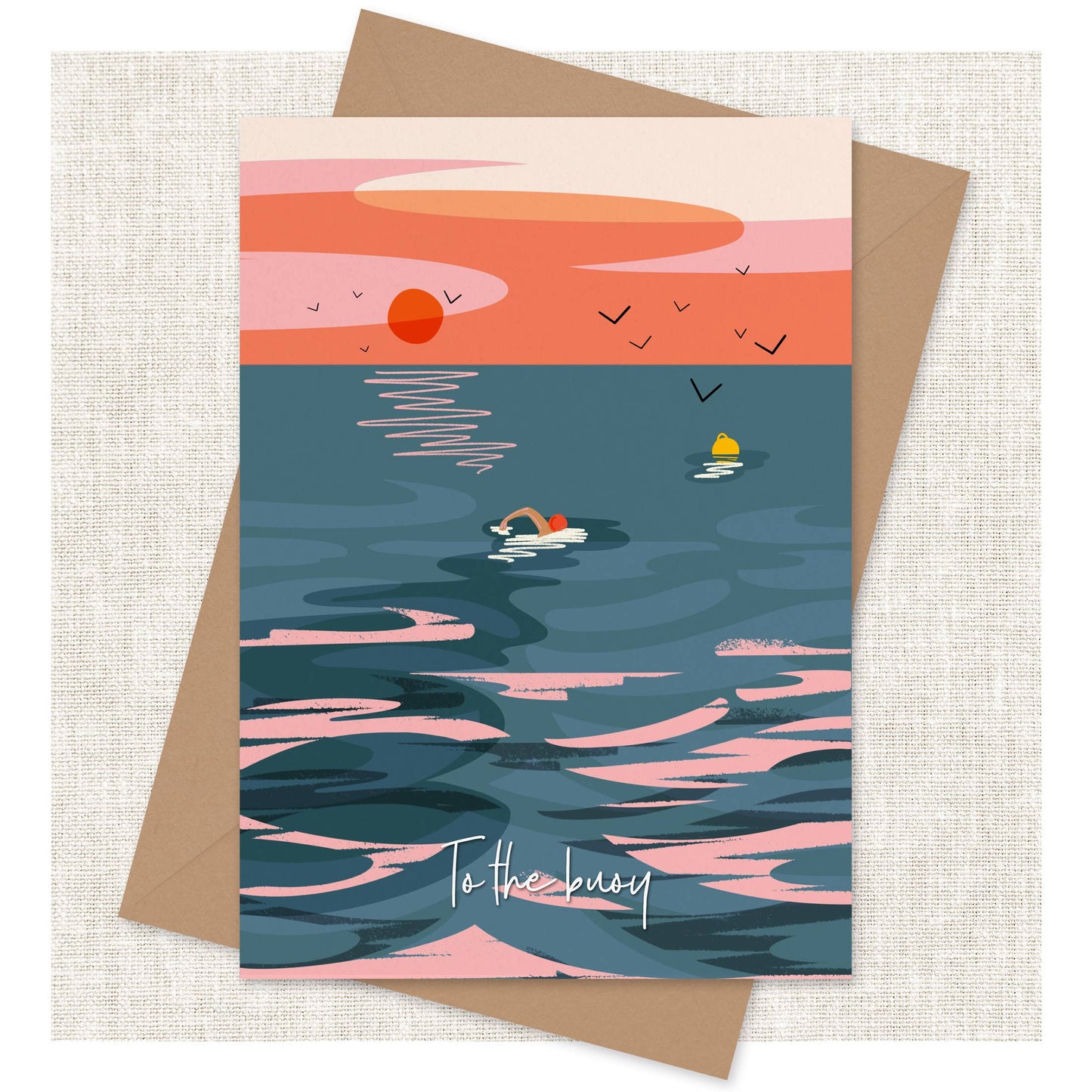 Onneke - to the buoy Wild swimming card Coastal greeting card sea swimming card