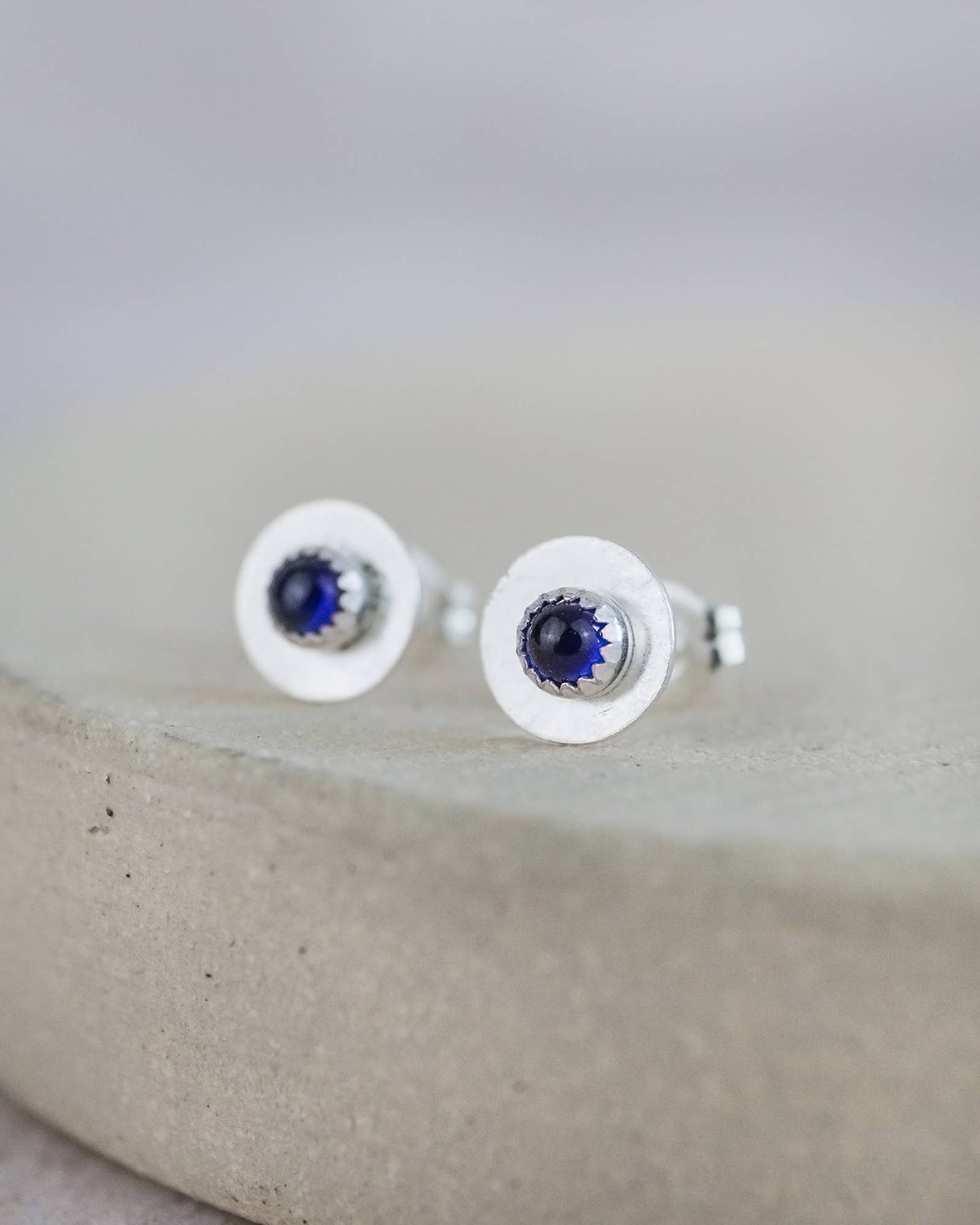 Lucy Kemp Jewellery - Sterling Silver Birthstone Disc Studs