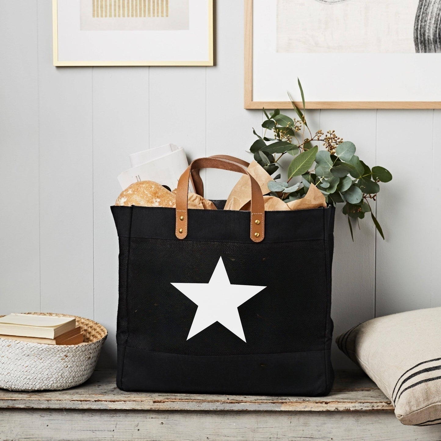 Tillyanna - Star Market Tote - Black Jute