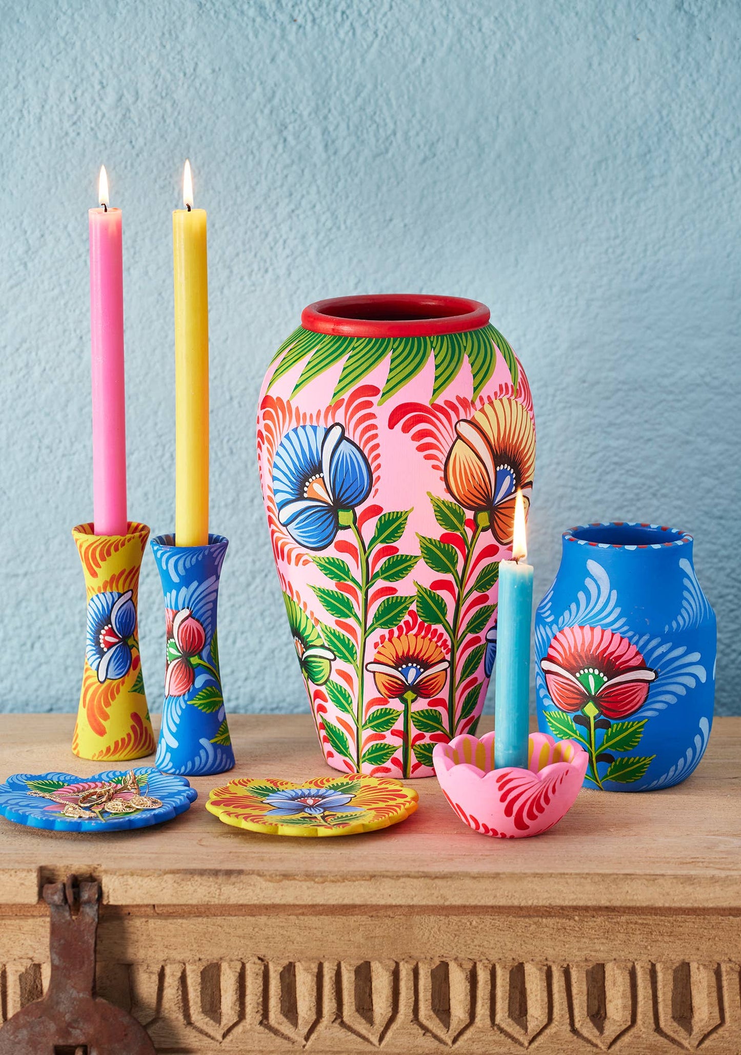 Namaste - Shapla Handpainted Flower Candle Holder