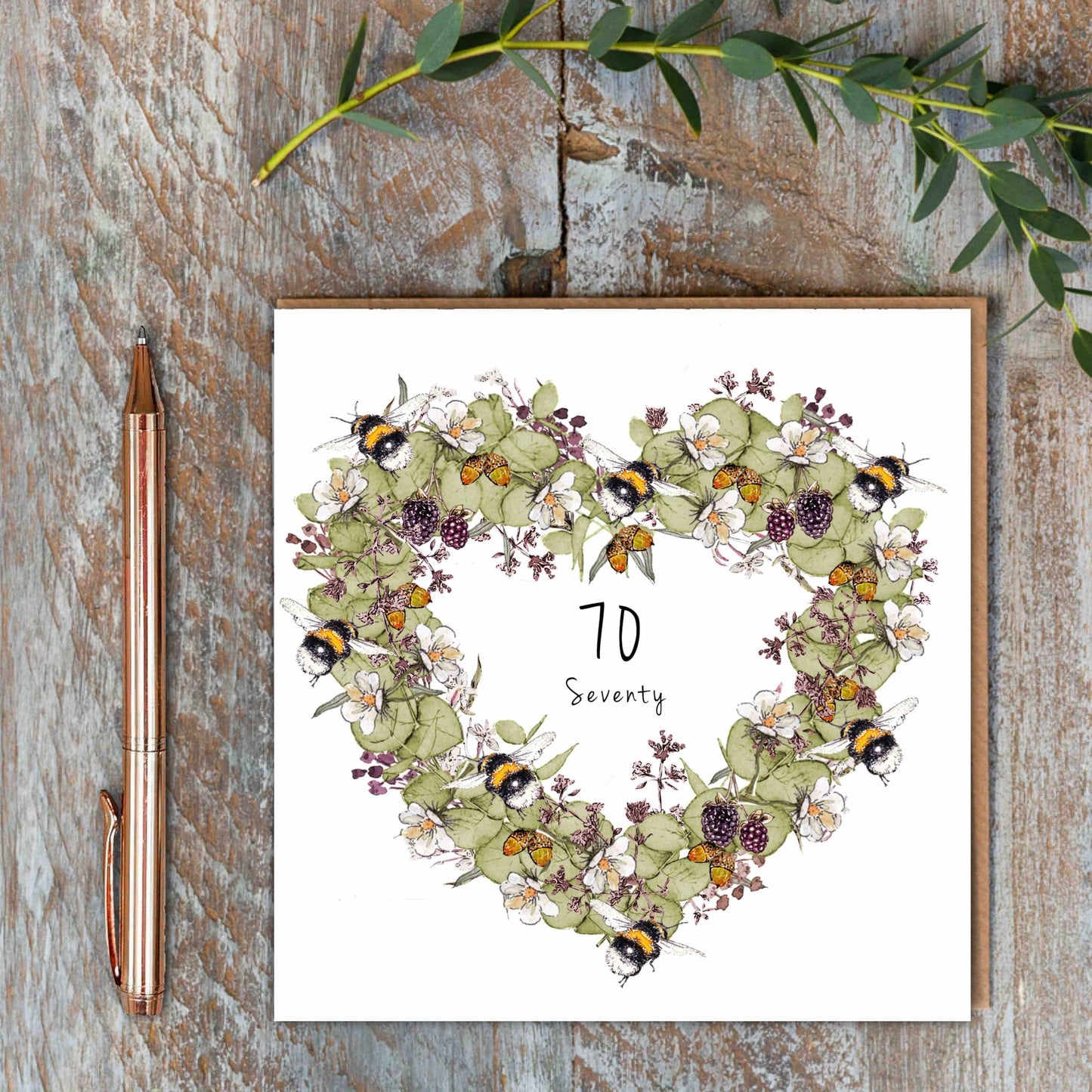 Toasted Crumpet - Seventy (Bees & Eucalyptus) Card (Cello-Free)