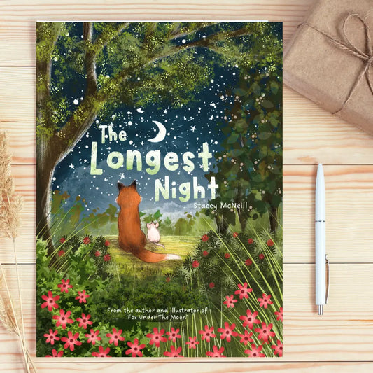 Fox under the moon 'the Longest Night' Paperback Book + Bookmark