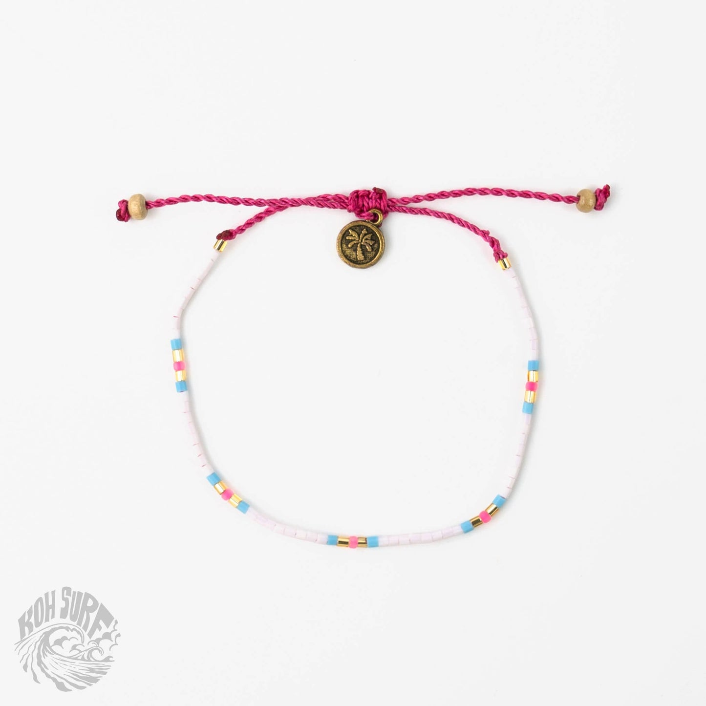 Pineapple Island - Alila Dainty Beaded Anklet, Beach Anklet by Koh Surf: Cream & Blue