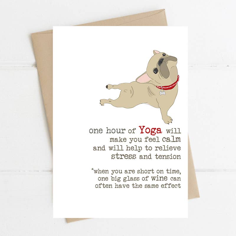 Yoga & Wine - Funny Greetings Card